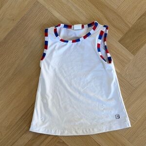 SET Active Kids White Tank Top with Red & Blue Trim